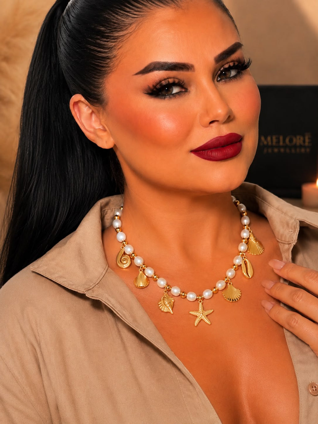 Ocean Pearl Charm Necklace – Gold Pearl Beach-Inspired Necklace