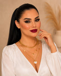 Luxury Layered Gold Heart Pendant Necklace with Mother of Pearl Charm