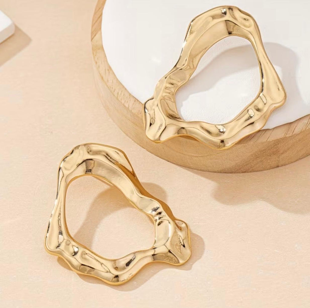 Luxury Gold Organic Shape Statement Earrings for Women