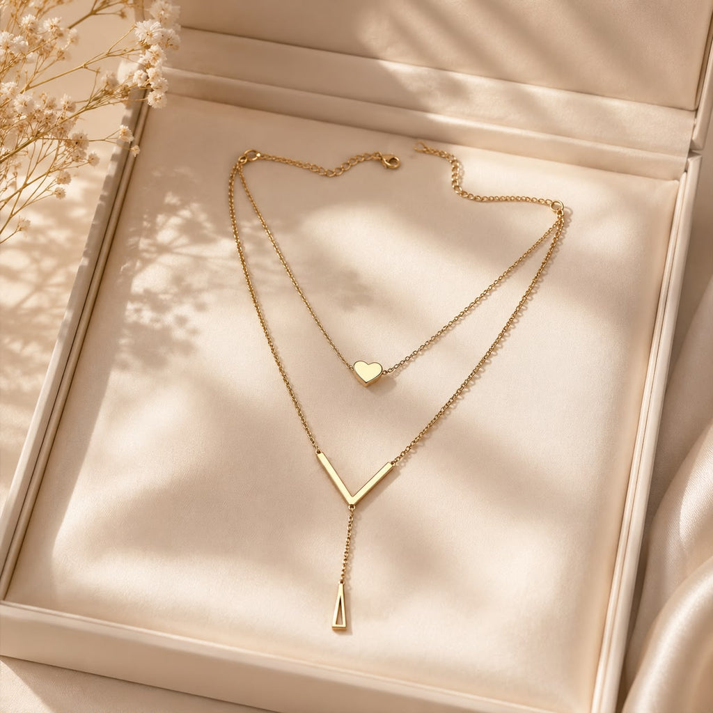 Golden Heart Layered Necklace