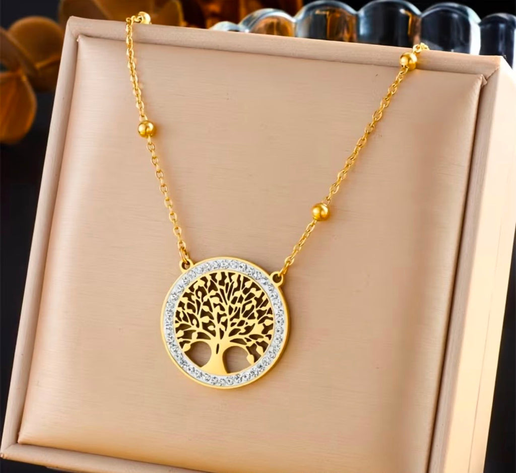Tree of Life Jewelry Set – Gold Necklace & Earrings Set