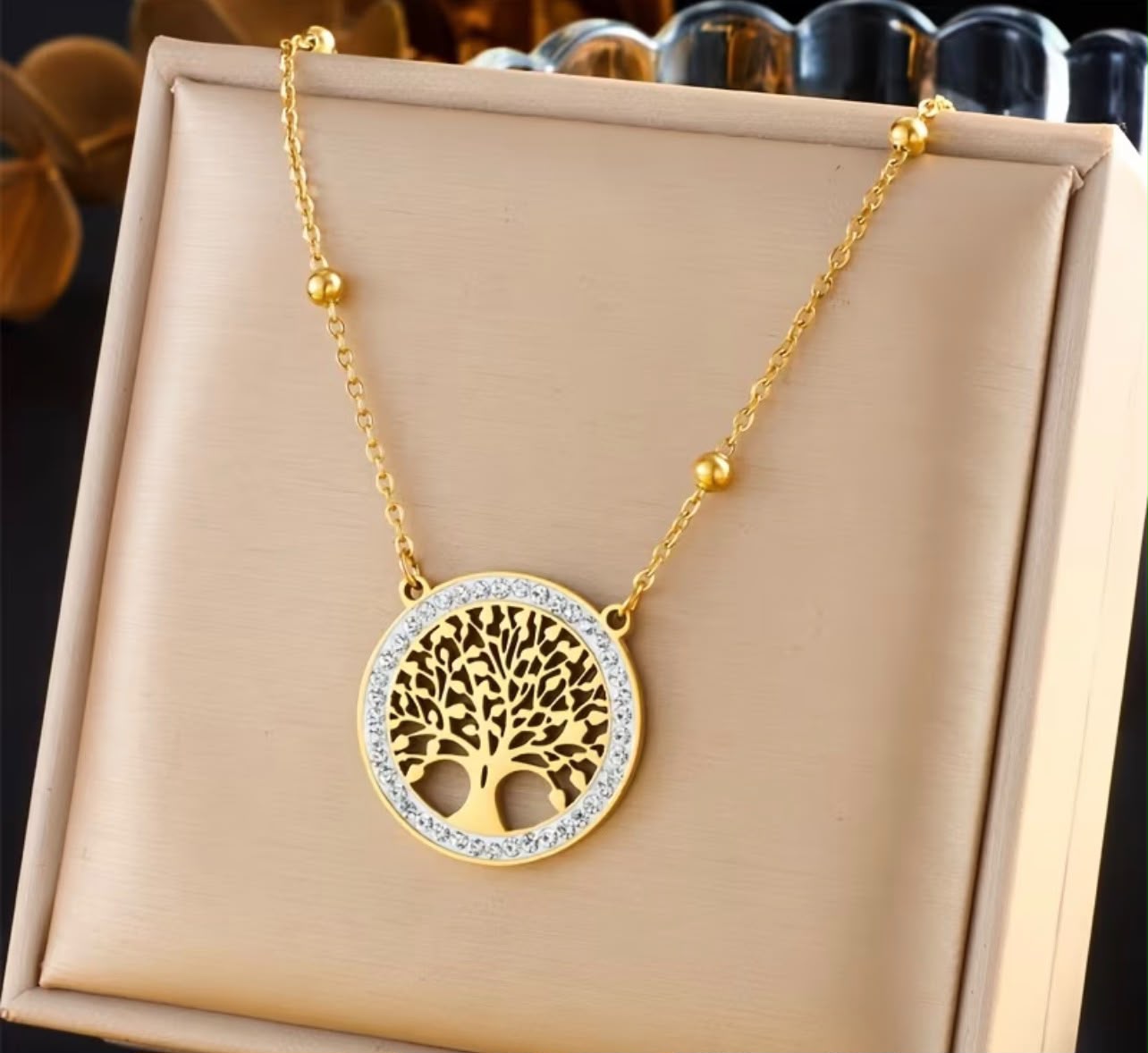Tree of Life Jewelry Set – Gold Necklace & Earrings Set