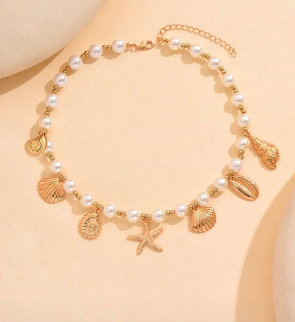 Ocean Pearl Charm Necklace – Gold Pearl Beach-Inspired Necklace