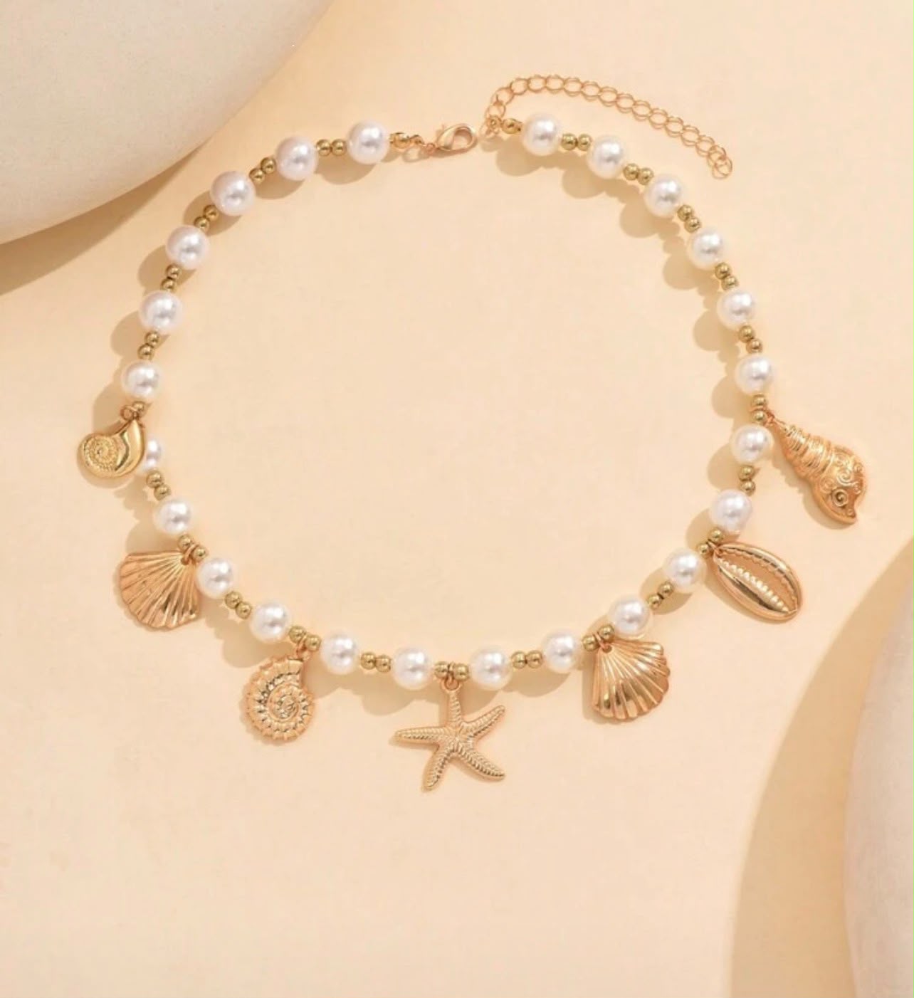 Ocean Pearl Charm Necklace – Gold Pearl Beach-Inspired Necklace